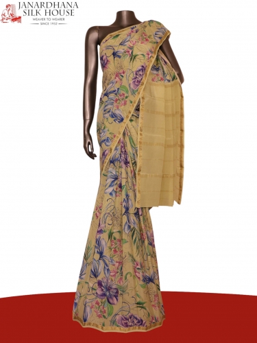 Pure Floral Zari Crepe Silk Saree